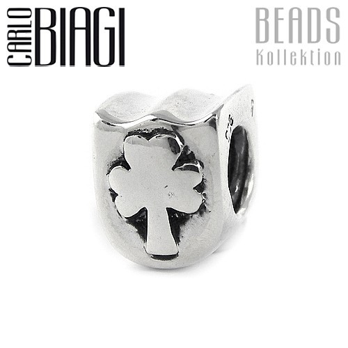 Carlo Biagi Bead Kleeblatt Silber European Beads BBS082