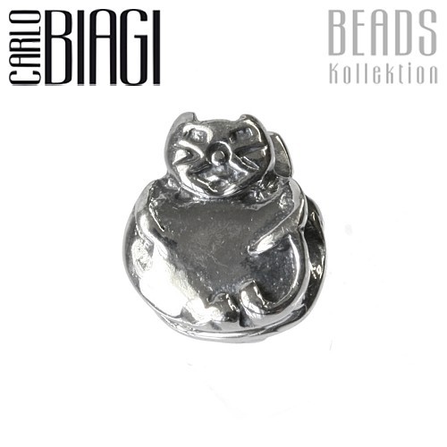 Carlo Biagi Bead Katze lustig Silber European Beads BBS240