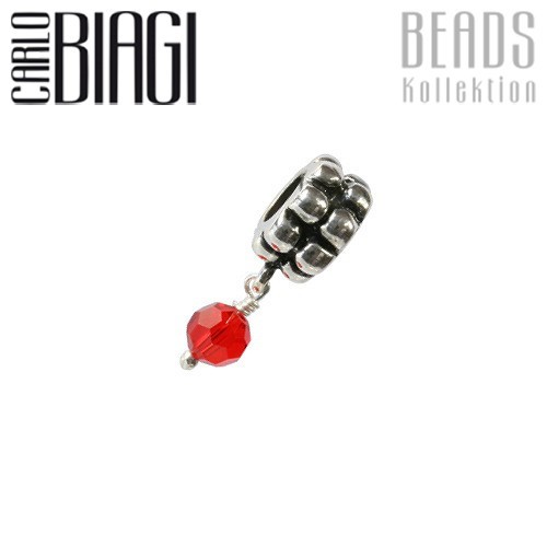 Carlo Biagi Dangle Bead Rubin Silber European Beads BDBB07