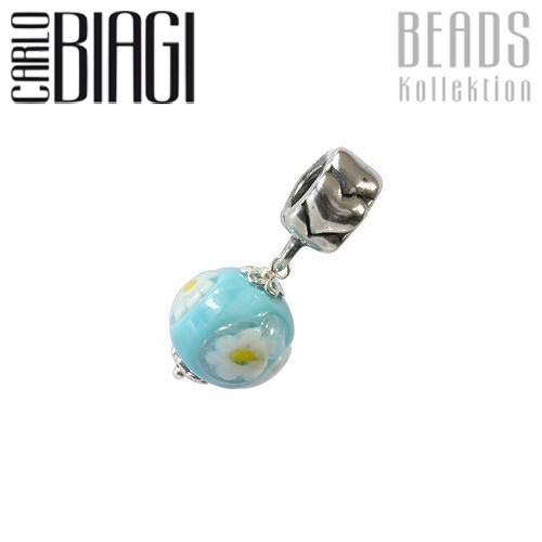 Carlo Biagi Dangle Bead Gänseblume blau European Beads BDMGD02