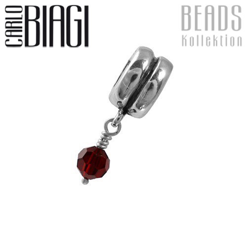 Carlo Biagi Dangle Bead Zirkonia rot European Beads BDSB01