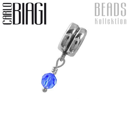 Carlo Biagi Dangle Bead Zirkonia blau Euro-Beads BDSB09