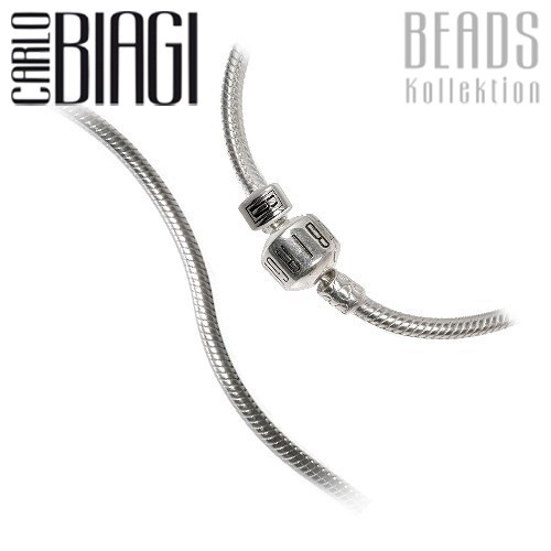 Carlo Biagi 18cm Clip Logo Bead Armband Silber mit extra Clip BRCS18