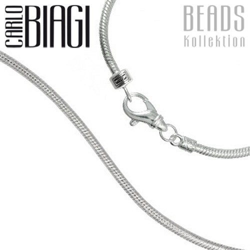 Carlo Biagi 16cm Karabiner Bead Armband Silber und extra 925 Clip BRLS16