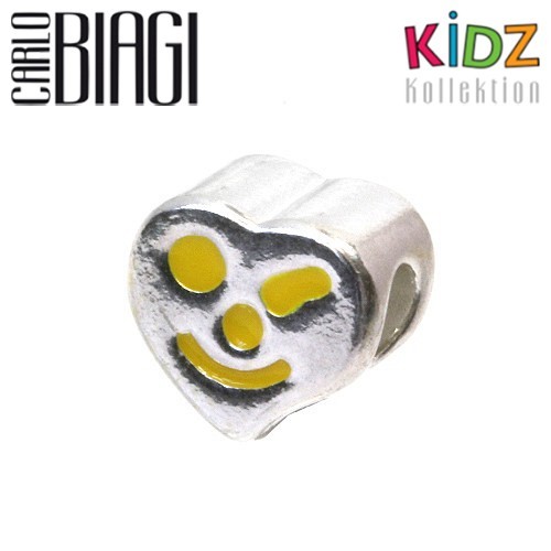 Carlo Biagi Kidz Bead Herz gelb 925 Beads für Armband KBE021