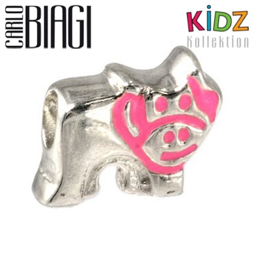 Carlo Biagi Kidz Bead Kuh pink Silber Beads für Armband KBE051