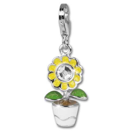 SilberDream 925 Charm Emaille Sonnenblume Armband Anhänger FC603