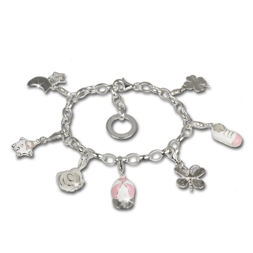 SilberDream 925 Charm Fun rosa 925 Sterling Silber Charms Armband Set FCA126
