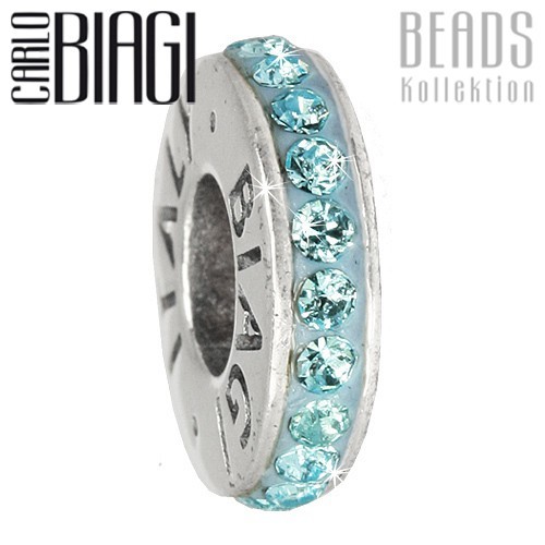 Carlo Biagi Zirkonia Bead Kristall Rondell blau Europ Beads BBCRD01B