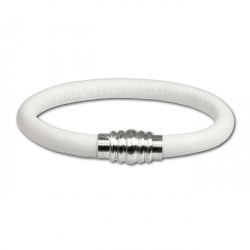 SilberDream Nappa Leder Armband weiß mit Edelstahlverschluss LS1621