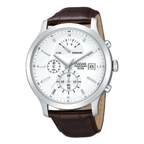 Pulsar Herrenuhr mit Lederband weiss Modern Uhren Kollektion UPS6015
