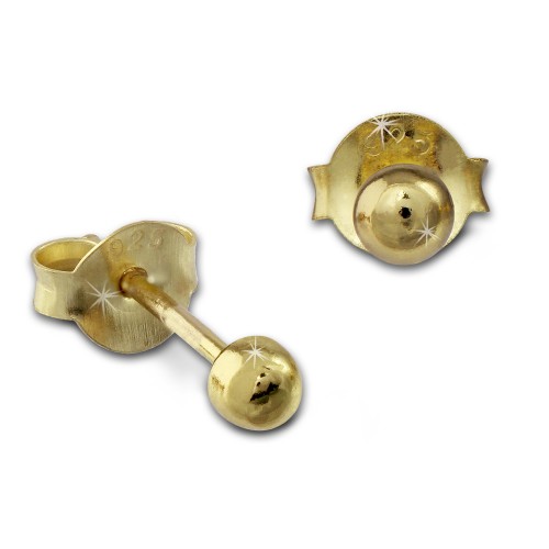 SilberDream Ohrstecker vergoldet Kugel glnzend 925er Ohrring SDO9503Y