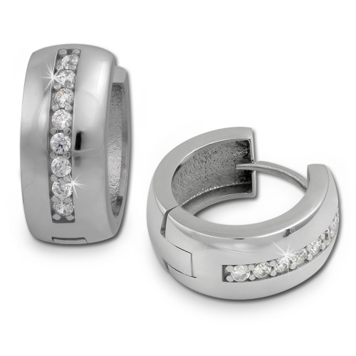 SilberDream Creole Glanz Zirkonia wei 925 Sterling Silber Ohrring SDO349S