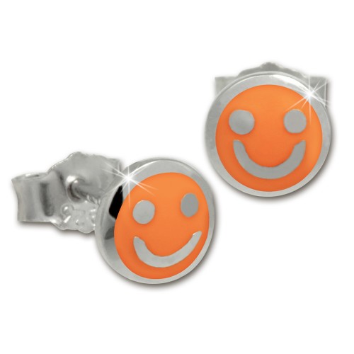 Kinder Ohrring Smiley orange Silber Ohrstecker Kinderschmuck TW SDO208O